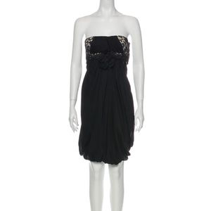 Marchesa Evening Cocktail Black Silk Dress